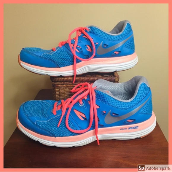 Nike Shoes - NIKE Dual Fusion Sneakers Blue Pink Coral …